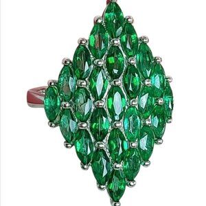 Heated Natural Green Topaz 5x2.5mm Gemstone 925 Sterling Silver Ring Sz 6.75